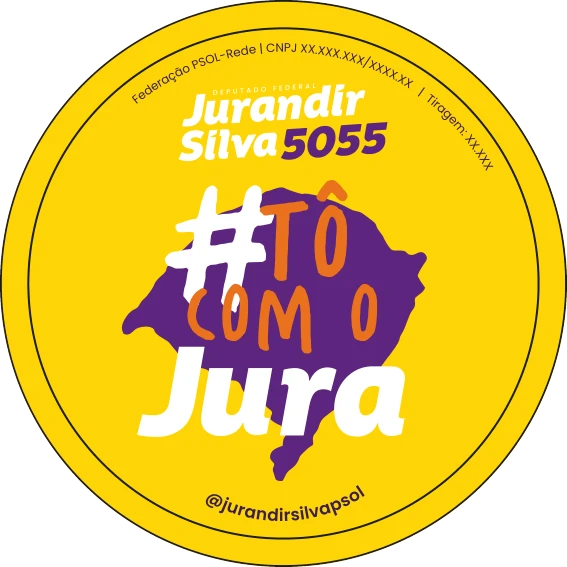 Adesivo amarelo Tô com o Jura com mapa do Rio Grande do Sul